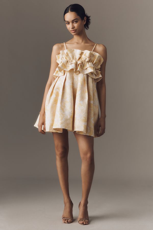 Slide View: 3: Aureta Strapless Drama Ruffle Mini Dress