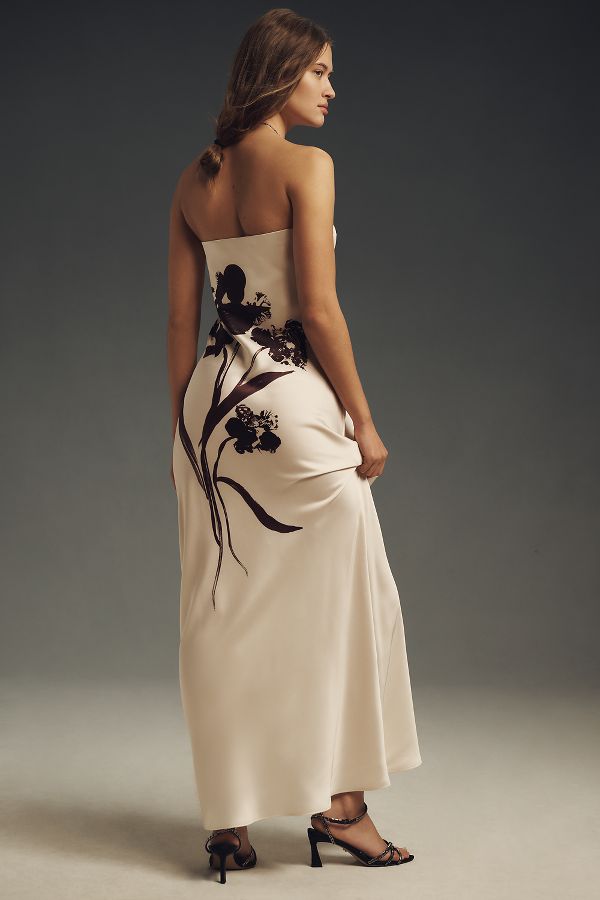 Slide View: 2: The Fleur Strapless Satin Maxi Slip Dress