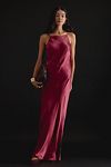 Thumbnail View 1: Halter Satin Maxi Slip Dress