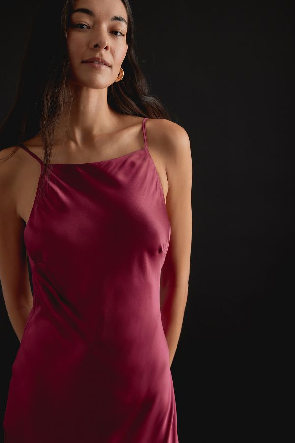 Slide View: 6: Halter Satin Maxi Slip Dress