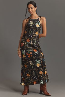 Por Anthropologie Vestido Midi Columna Con Hombros Atados