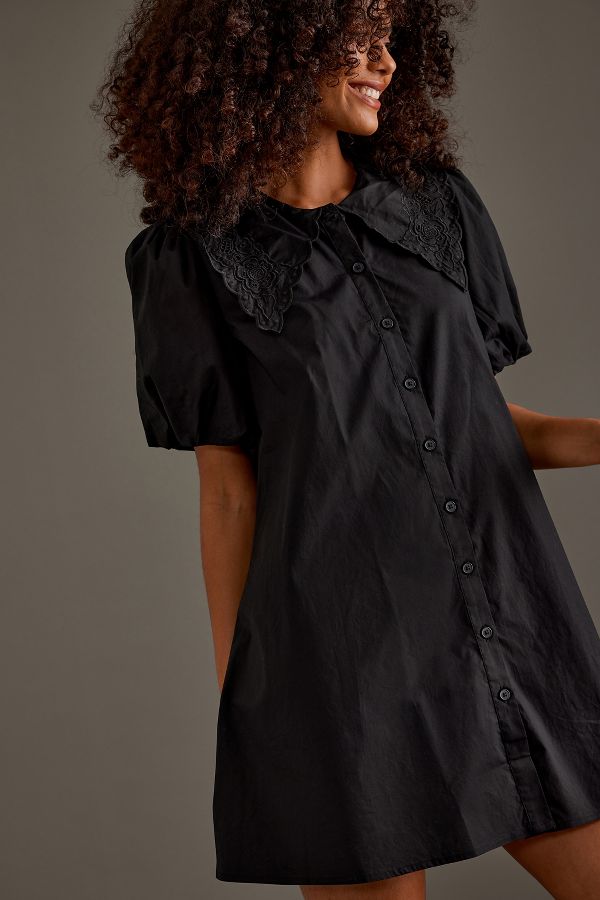 Slide View: 6: Nobody's Child Bridget Puff-Sleeve Mini Shirt Dress