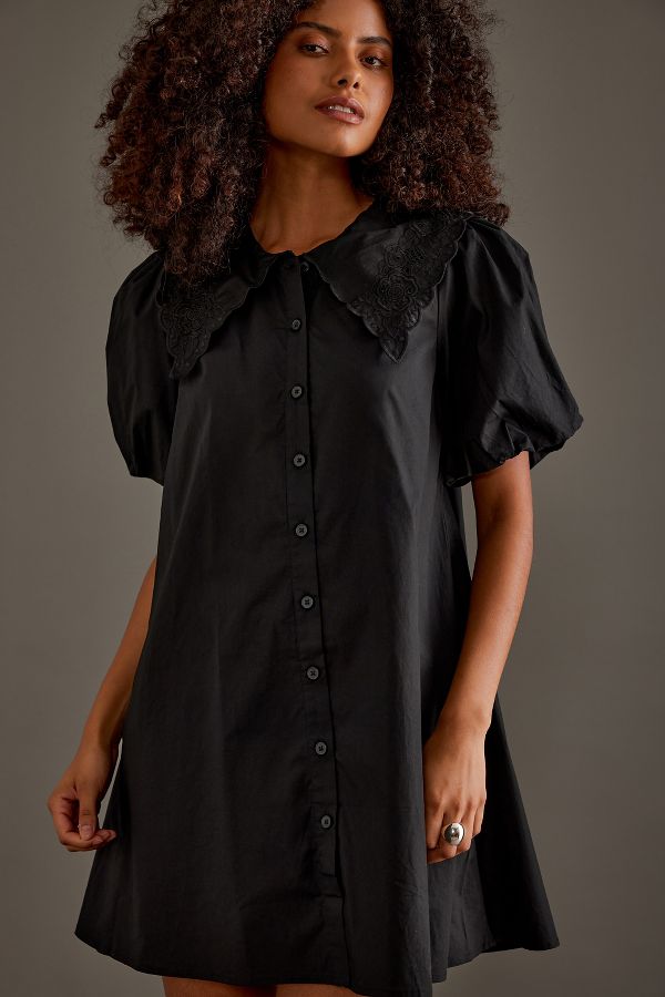 Slide View: 3: Nobody's Child Bridget Puff-Sleeve Mini Shirt Dress