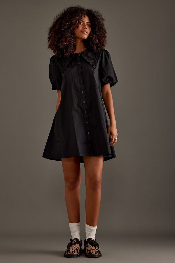 Slide View: 1: Nobody's Child Bridget Puff-Sleeve Mini Shirt Dress