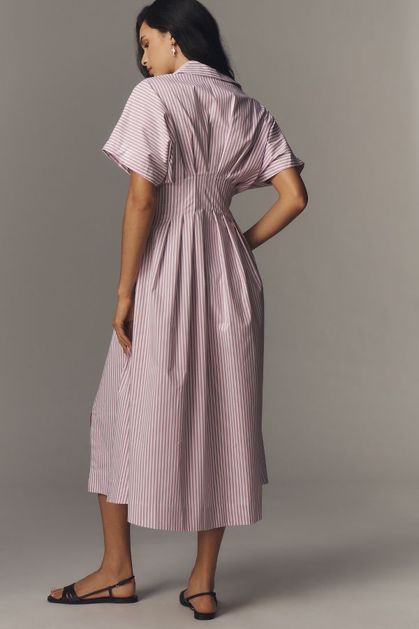 Slide View: 2: The Tobie Button-Front Pleated Shirt Dress by Exquise