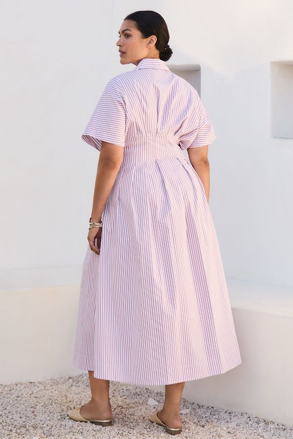 Slide View: 7: The Tobie Button-Front Pleated Shirt Dress by Exquise