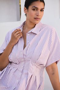 Slide View: 8: The Tobie Button-Front Pleated Shirt Dress by Exquise