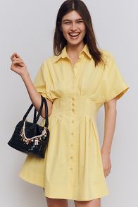 Slide View: 1: The Tobie Button-Front Pleated Shirt Dress by Exquise: Mini Edition