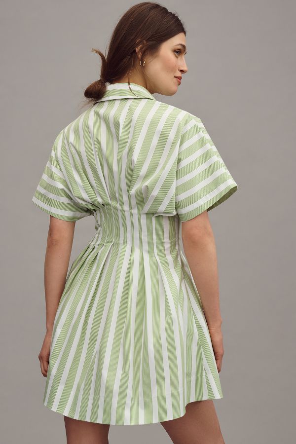 Slide View: 3: The Tobie Button-Front Pleated Shirt Dress by Exquise: Mini Edition