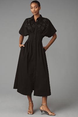 La Robe Chemise Plissée Tobie à Boutons par Exquise : Édition Ornée