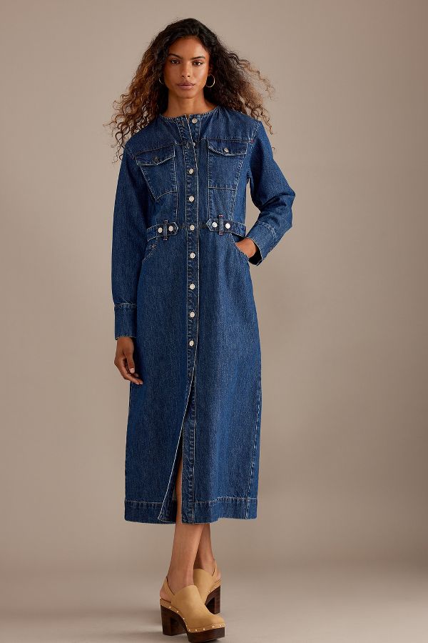 Slide View: 1: Robe Midi en Denim Parsons ALIGNE