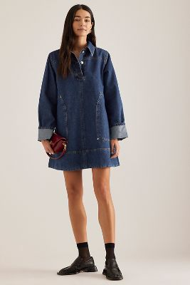 Robe Mini en Denim à Manches Longues ALIGNE Keri