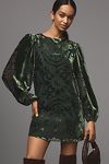 Thumbnail View 2: Farm Rio x Anthropologie Long-Sleeve Burnout Velvet Mini Dress