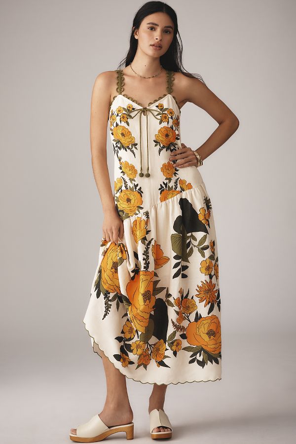 Slide View: 1: Farm Rio x Anthropologie Sleeveless V-Neck A-Line Maxi Dress