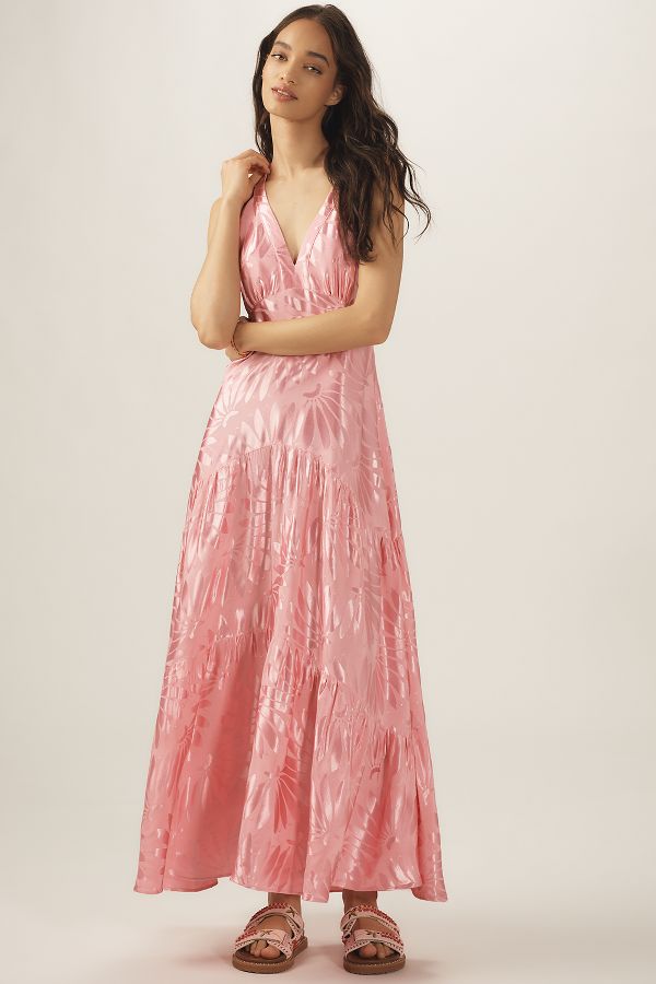 Slide View: 2: Farm Rio x Anthropologie V-Neck Tiered Maxi Dress