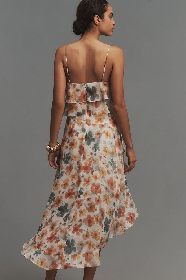 Slide View: 3: By Anthropologie Sleeveless Asymmetric Ruffled Midi Dress