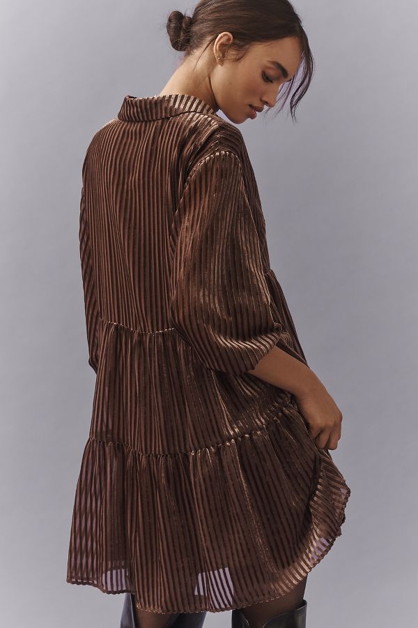 Slide View: 3: The Bettina Tiered Shirt Dress by Maeve: Mini Velvet Edition