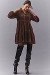 Thumbnail View 1: The Bettina Tiered Shirt Dress by Maeve: Mini Velvet Edition