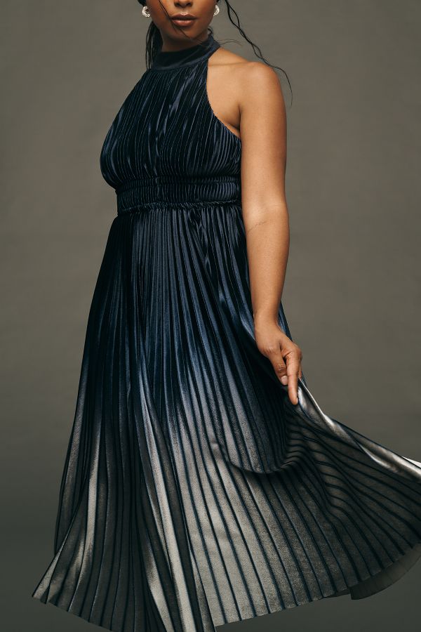 Slide View: 3: By Anthropologie Pleated Halter Midi Dress