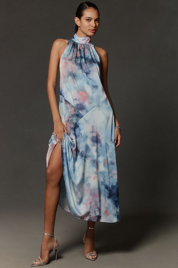 Slide View: 1: By Anthropologie Sleeveless Halter A-Line Midi Dress