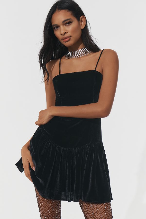 Slide View: 1: Maeve Drop-Waist Velvet Mini Dress