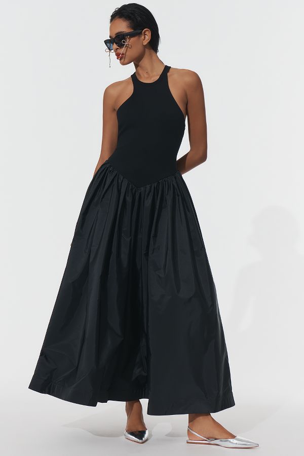 Slide View: 1: Maeve Sleeveless Crew-Neck Drop-Waist Maxi Dress