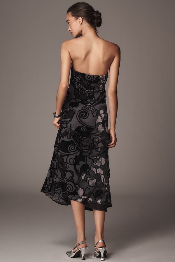 Slide View: 2: By Anthropologie Strapless Velvet Burnout Dress