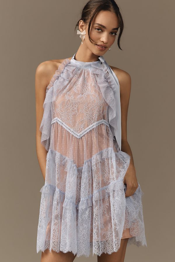 Slide View: 1: By Anthropologie Lace Tunic Halter Dress