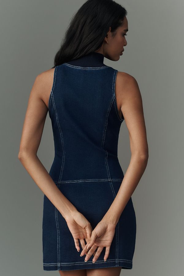 Slide View: 2: Pilcro Mock-Neck Denim Mini Dress