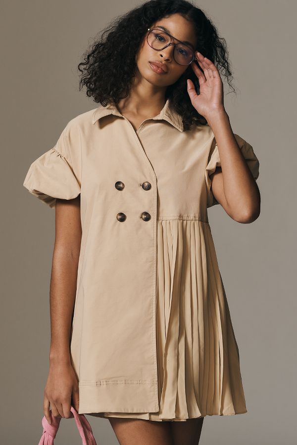 Vista diapositiva: 1: Maeve Vestito Mini Trench Manica a Sbuffo