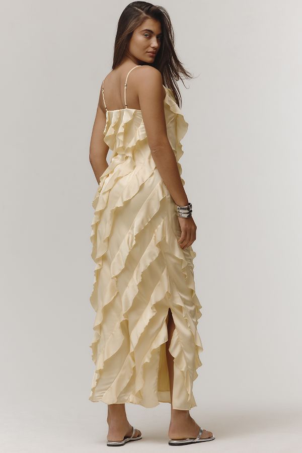 Slide View: 2: By Anthropologie Bias-Cut Ruffled Midi Dress