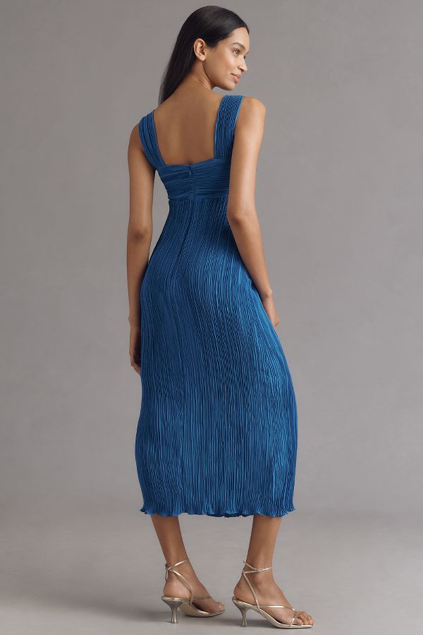 Slide View: 2: By Anthropologie Pleated Satin Midi Dress