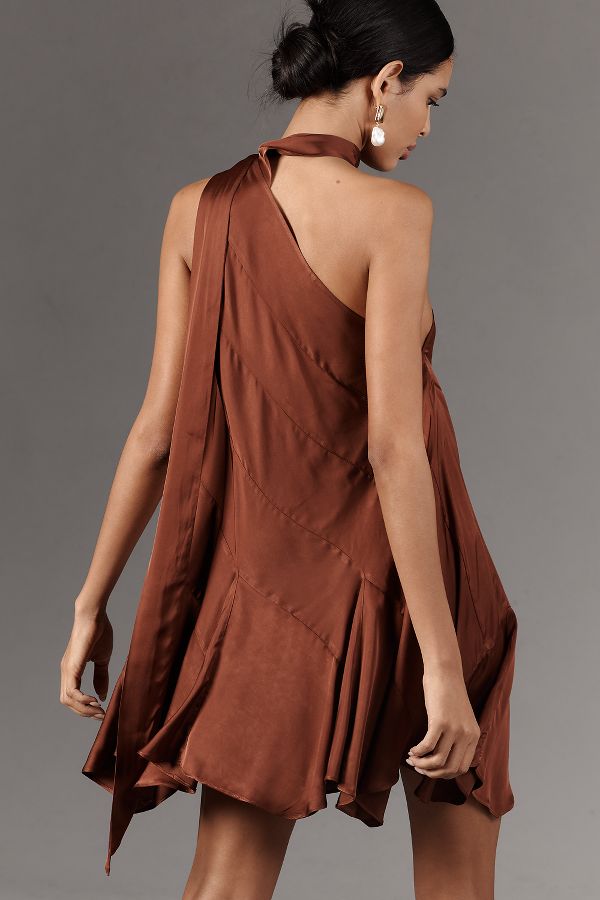 Slide View: 2: By Anthropologie Asymmetrical Halter Mini Dress