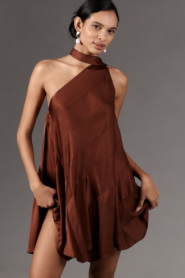 Slide View: 1: By Anthropologie Asymmetrical Halter Mini Dress