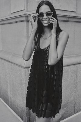 Maeve Faux Leather Sleeveless Swing Dress