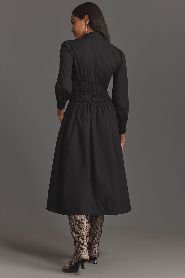 Slide View: 2: The Tommie Smocked Front-Zip Shirt Dress: Long-Sleeve Edition