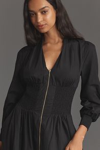 Slide View: 4: The Tommie Smocked Front-Zip Shirt Dress: Long-Sleeve Edition