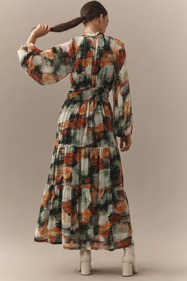 Slide View: 2: The Somerset Maxi Dress: Long-Sleeve Mock-Neck Chiffon Edition