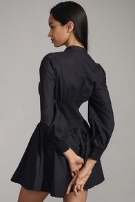 Slide View: 2: The Tommie Smocked Front-Zip Shirt Dress: Long-Sleeve Mini Edition