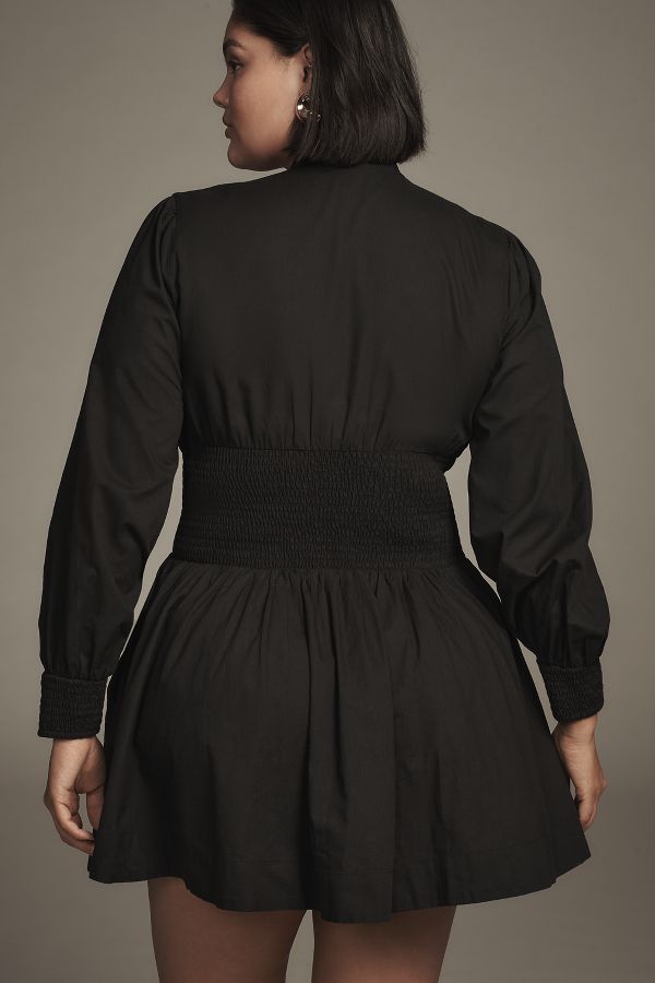 Slide View: 6: The Tommie Smocked Front-Zip Shirt Dress: Long-Sleeve Mini Edition