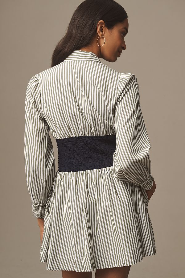 Slide View: 2: The Tommie Smocked Front-Zip Shirt Dress: Long-Sleeve Mini Edition