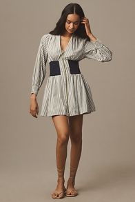 Slide View: 3: The Tommie Smocked Front-Zip Shirt Dress: Long-Sleeve Mini Edition