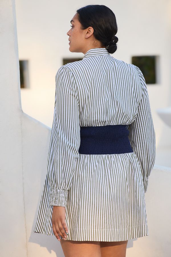 Slide View: 6: The Tommie Smocked Front-Zip Shirt Dress: Long-Sleeve Mini Edition