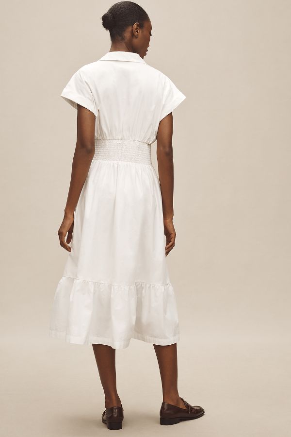 Slide View: 2: By Anthropologie Short-Sleeve Pleated Midi Shirt Dress