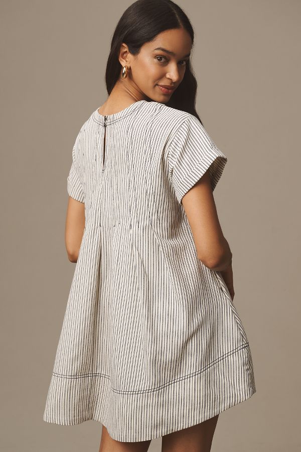 Slide View: 2: Pilcro Short-Sleeve Denim Mini Swing Dress