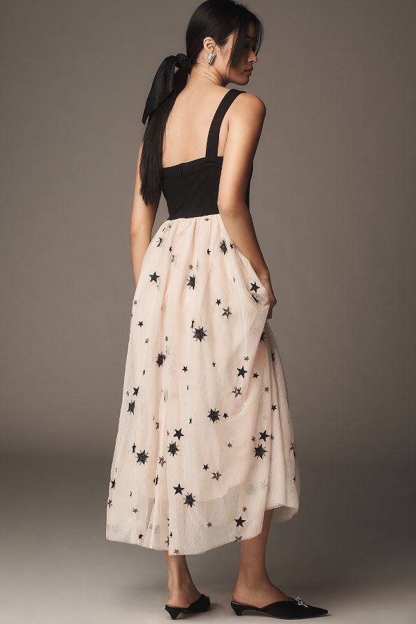 Slide View: 3: Maeve Square-Neck A-Line Twofer Maxi Dress