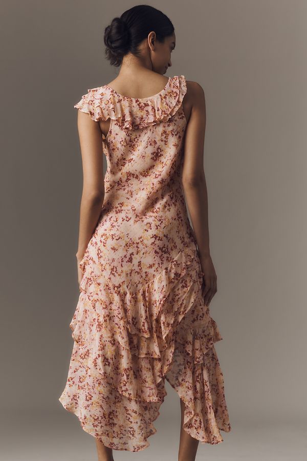 Slide View: 2: By Anthropologie Cowl-Neck Ruffle Midi Dress