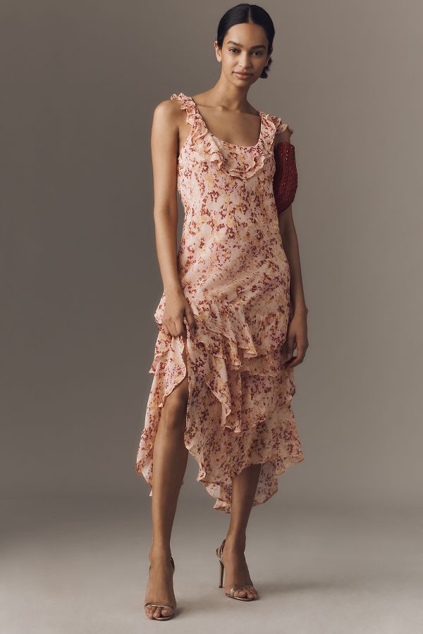 Slide View: 1: By Anthropologie Cowl-Neck Ruffle Midi Dress