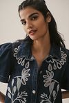 Thumbnail View 4: Robe chemise en denim brodé By Anthropologie