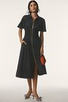 Thumbnail View 1: The Tommie Cap-Sleeve Smocked Front-Zip Shirt Dress